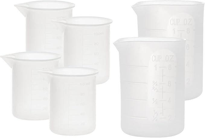 Gartful 250ml & 100ml Silicone Measuring Cups, Silicone Mixing Cups for Epoxy, Resin Arts, Glue, Jewelry Casting Molds, Acrylic Paint Pouring, Cup Making, Waxing, Crafts, Nonstick Reusable, Set of 6