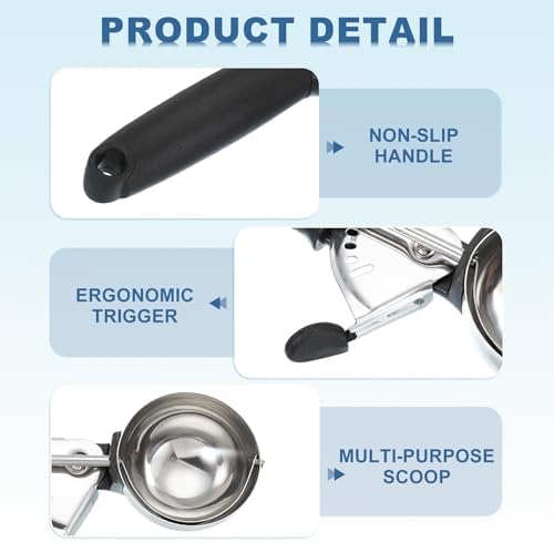 uxcell 2pcs Cookie Scoops, Ice Cream Scoop with Trigger for Baking Cookie Dough Rice Pudding Kitchen Gadget, Black