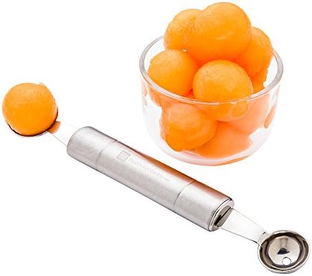 Restaurantware Met Lux 8 Inch x 1.20 Inch Melon Baller 1 Double Sided Mellon Ball Scoop - Dual Non-Slip Handle Stainless Steel Fruit Scooper For Evenly Scooping Fruits
