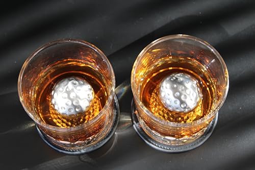 NOBLESIP® Whiskey Chilling Golf Steel Balls 𝗣𝗥𝗘𝗠𝗜𝗨𝗠 ice Set. Easily chill Your Drinks, Cocktails, Beer, Wine, with no Dilution, and no impurities. Whiskey Men, Golfer Bourbon Home bar Gift