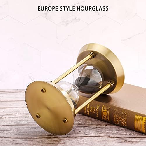 SuLiao Sand Timer 5 Minute Hourglass: Vintage Brass Black Sand Clock, Small Sand Watch 5 Min, Reloj De Arena 5 Minutos,Unique Antique Hour Glass Sandglass for Office Desk Home Gifts Kitchen Decorative