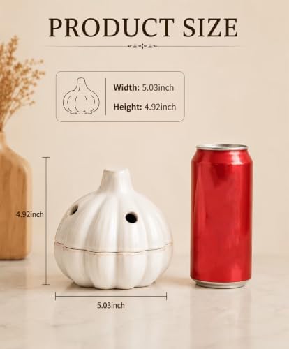 Ceramic Garlic Keeper with Lid Garlic Holder Garlic Storage Container Jar