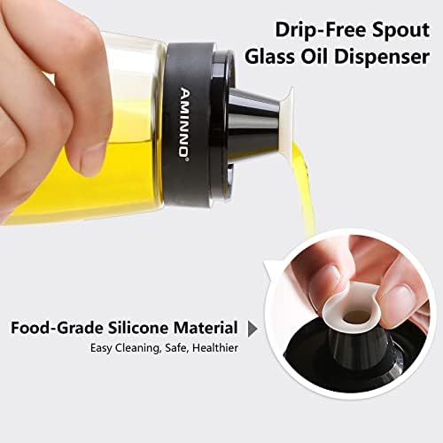 5.5oz Oil and Vinegar Cruets 2 Pack Glass Oil Dispenser Bottles for Cooking Leakproof and Drip Free Spouts