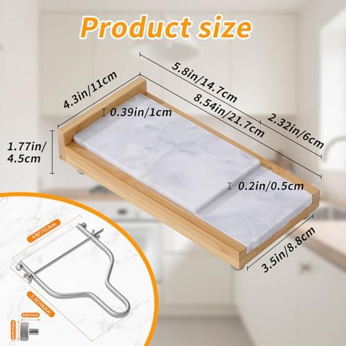 Cheese Slicer Cheese Cutter with 4 Replacement Wires,High & Low Marble Cutting Table Top,with cutting Wire replacement device,for Block Cheeses, Butter, Sausage etc.(White)