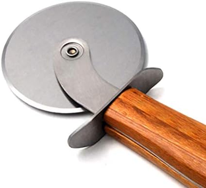 Stainless Steel Pizza Slicer, 20cm Classic Pizza Wheel Kitchen Gadget Pizza Cutters with Anti-Slip Wooden Handle