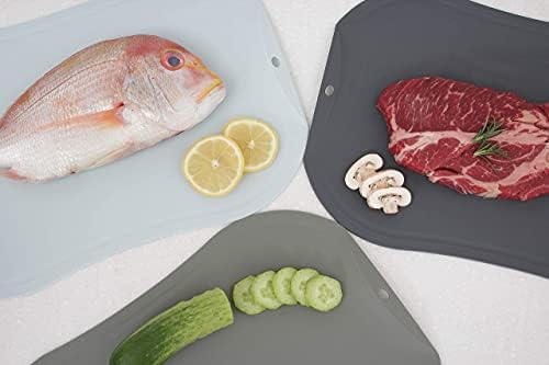 doblé Non-Scratch Flexible Cutting Board for Chopping, Scratch Free Juice Grooves with Easy Grip Handle, Non-Slip Dishwasher Safe for Kitchen (Khaki green, Small (11.2" x 7.8"))
