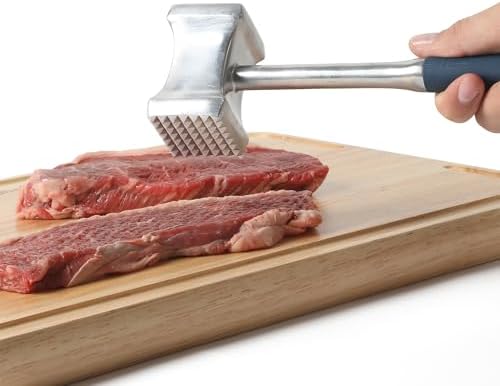 Calphalon Stainless Steel Meat Tenderizer, Dual-Sided Meat Mallet with Ergonomic Handle for Tenderizing and Flattening Beef, Chicken, Pork & Poultry