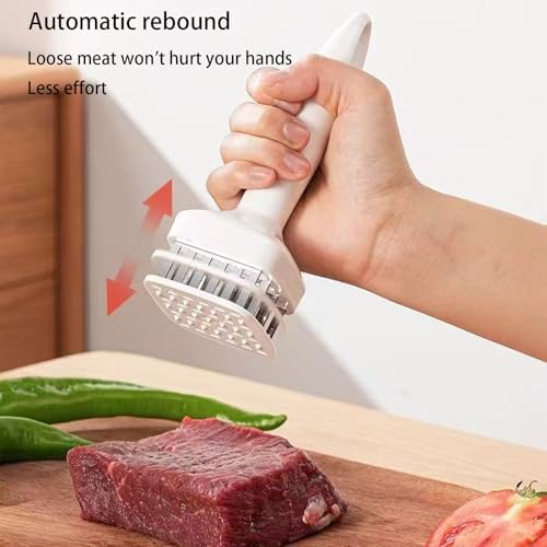 5.5 * 17CM Meat Tenderizer,Steak Tenderizer,Chef Meat Tools,304 Stainless Steel Needle(White,2PCS)