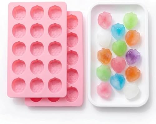 Strawberry Ice Cube Trays,Silicone Ice Tray,Easy Release (2pcs Strawberry)