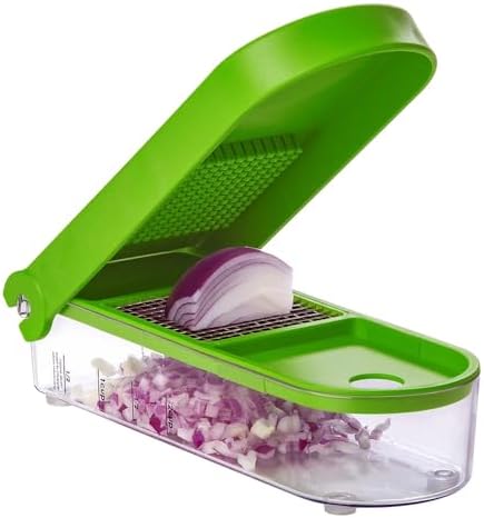 Onion Chopper and Dicer - Anti-Tear Vegetable Chopper, 2-Cup Capacity with Clear Measuring Base, Non-Skid Feet, Dishwasher Safe & Cleaning Tool Included
