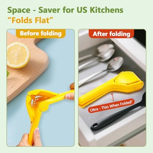 Foldable Manual Juicer Lemon Squeezer with Pulp Strainer | Easy to Clean | Space Saving Design | Durable Portable for Kitchen & Outdoor