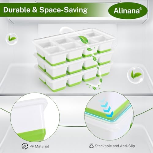 Ice Cube Tray with Lid, 3-Pack Large Silicone Ice Cube Tray