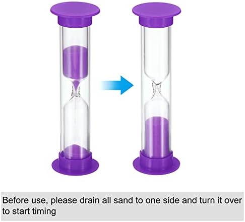 PATIKIL 3 Minute Sand Timer, 4Pcs Small Sandy Clock with Plastic Cover, Count Down Sand Glass for Games, Kitchen, Party Favors DIY Decoration, Purple