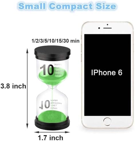 SuLiao 10 Minute Hourglass, Green Sand Clcok Timer, Colorful SandWatch 10 Min, Plastic Reloj De Arena 10 Minutos, Large Hour Glass Sandglass, Kitchen, Games, Classroom, Decor