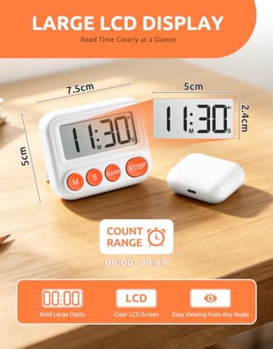 2 Pack Digital Timer for Classroom & Kitchen, Large LCD Countdown Timer