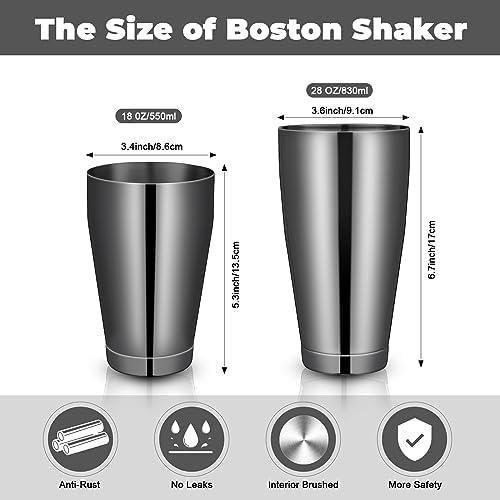 Sabary 6 Pcs Shakers Bartending Boston Cocktail Shaker, Black