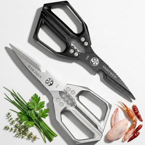 Kitchen Poultry Shears, Heavy Duty Food Scissors Stainless Steel, 2 Pack