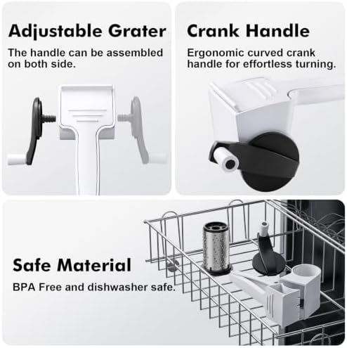 GDL Rotary Parmesan cheese Grater, Cheese Grater Shredder Hand Crank