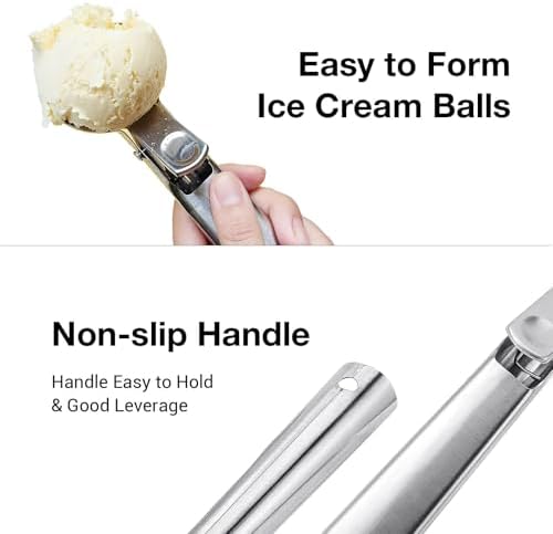 Ice Cream Scoop, Metal Ice Cream Scoopers With Trigger Release - 2.7OZ Large Size Heavy Duty Stainless Steel Scoops for Kitchen Food, Wide Anti-Slip Handle, Non-Stick Design