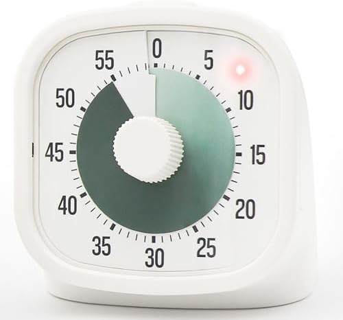 Tiempo Square 60-Minute Visual Analog Timer, Pause Function, 6 Alarm Modes, Magnetic Productivity Focus Desk Timer for Kids, ADHD, Study, Work, Kitchen, Dark Green