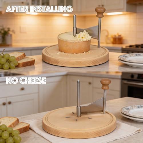 Cheese Curler Flower Maker Wheel Slicer, Stainless Steel Cheese Curler Wheel for i.a. Tete de Moine, Girolle & Chocolate, Wood Base, Suitable for Restaurants, Cafes, and Dessert Shops, Home
