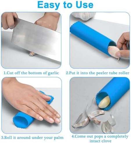 Garlic Press Crusher Stainless Steel Garlic Mincer Heavy Duty Ginger Masher Squeezer Manual,Garlic Smasher with Peeler and Cleaning Brush Set Dishwasher Safe Large No Peel Easy Clean Kitchen,Silver