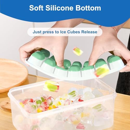 Ice Cube Tray, Ice Cube Trays for Freezer 5 Pack with Lid and Bin, Ice Tray Easy-Release, Ice Trays for Freezer Stackable, Silicone Ice Cube Tray for Drinks, Coffee - BPA-Free and Odor-Free