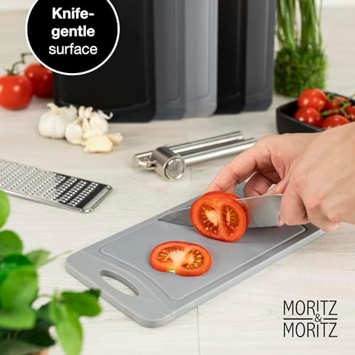 Set of 6 Non-Slip BPA-Free Plastic Cutting Boards 14x25cm - Durable Kitchen Chopping Boards - Easy Clean, Black