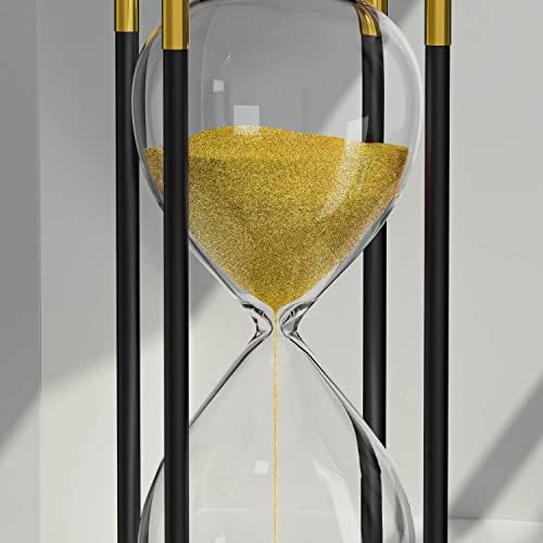 Hourglass Sand Timer 60 Minute: Large 10 Inch Wooden Sand Clock,Reloj De Arena 60 Minutoes, Vintage Sand Watch 60 Min, One Hour Glass Sandglass for Home Office Desk Decor, Gold