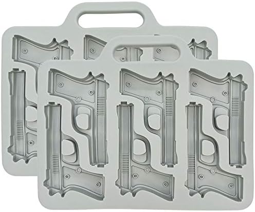 Handgun Ice Cube Tray, 2 Pack - Fairly Odd Novelties - Fun Gun Military Novelty Mold White Elephant Gift