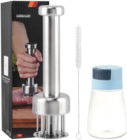 Meat Tenderizer Tool, 304 Stainless Steel Meat Mallet with 21 Ultra-Sharp Tenderizer Needles for Tenderizing Beef, Turkey, Chicken, Steak, Dishwasher Safe