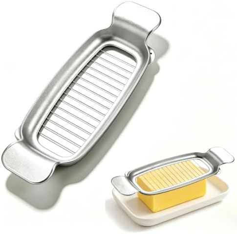 Butter Slicer Cutter, Food Grade Stainless Steel Cheese Slicer, Multipurpose Butter & Cheese Cutter Slicer, Practical Butter Slicers for Butter Squares Block Cheese Dishwasher Safe (1PCS Silver)