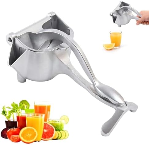 Fresh Fruit Juice Extractor, 2025 Upgrade Hand Juicer Squeezer Lemon Juicer Manual Hand Press with Ergonomic Grip, Easy to Clean for Orange Citrus Pomegranate Lime Grapefruit Kitchen Tool (1, Silver)