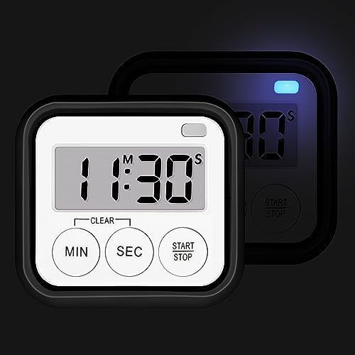 Timer, Kitchen Timers for Cooking Classroom Timer for Kids Teachers Magnetic Digital Timers 2 Pack, Black