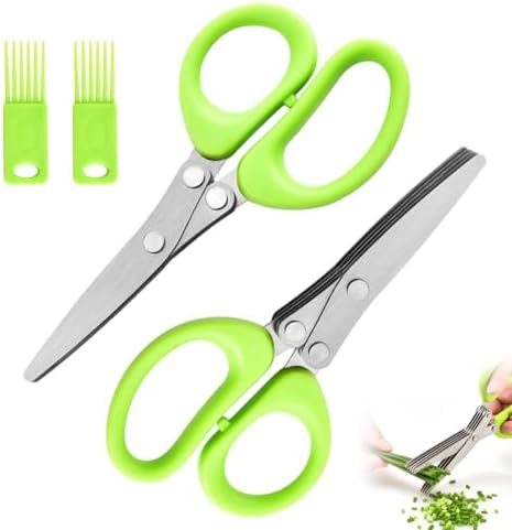 5-Blade Stainless Steel Herb Scissors for Chopping Basil,Chive,Parsley，Mix