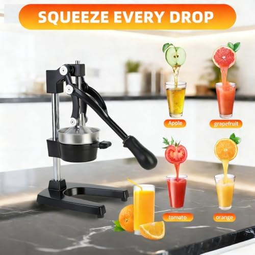 juice.Hand Press Juicer Machine, Manual Orange Juicer and Professional Citrus Juicer for Orange Juice Pom Lime Lemon Juice,Home and Commercial Extractors Squeezer, Easy to Clean,black