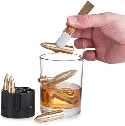 Whiskey Stones Gift Set - Set of 6 Chilling Stones - Rocks Ice Cubes - Beautiful Gift Box for Men, Gifts for Men Dad, Christmas Stocking Stuffers, Whiskey Stones (Brown)