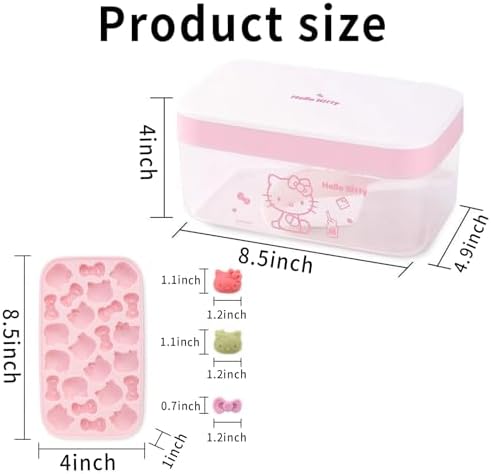 Ice Tray with Lid and Bin and Ice Scoop, Cartoon Silicone Ice Molds, 24 Holes Cute Cat Ice Cube Tray for Drinks, Coffee, Cocktail