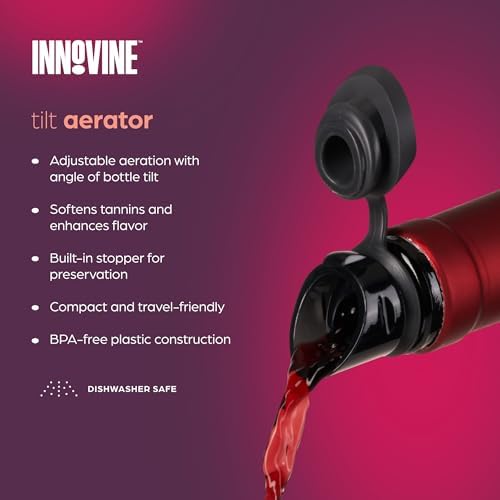 Innovine Wine Aerator Pourer with Built In Stopper, Tilt Design to Enhanced Flavor and Smooth Taste, Easy Pour, No Drip, Perfect for Red & White Wines, Home Bar Accessories, Set of 1, Graphite