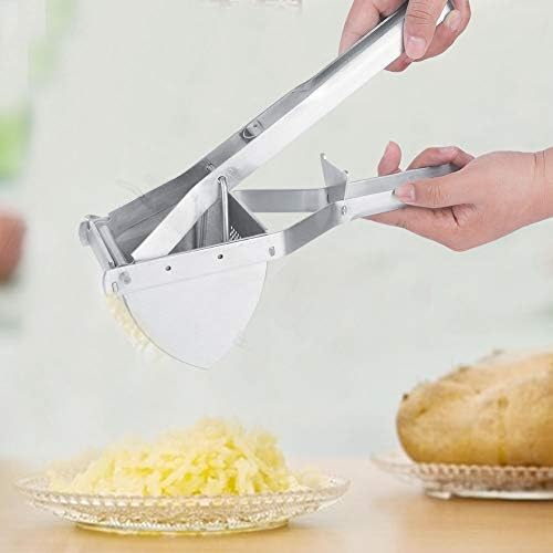 Fdit Potato Ricer Masher Press, Stainless Steel Manual Food Press for Kitchen Home Arc Shape Plate Easy Disassemble Smooth Mashed Potato Garlic Fruit Lemon Juice Maker 1 Piece