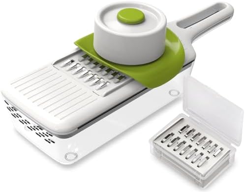 WAGENSTEIGER Stainless Steel Mandoline Slicer - Adjustable Multi-Blade Vegetable & Food Chopper with 6 Interchangeable Blades, Safe Hand Guard, Non-Slip Base & Catch Tray – Julienne Slicer