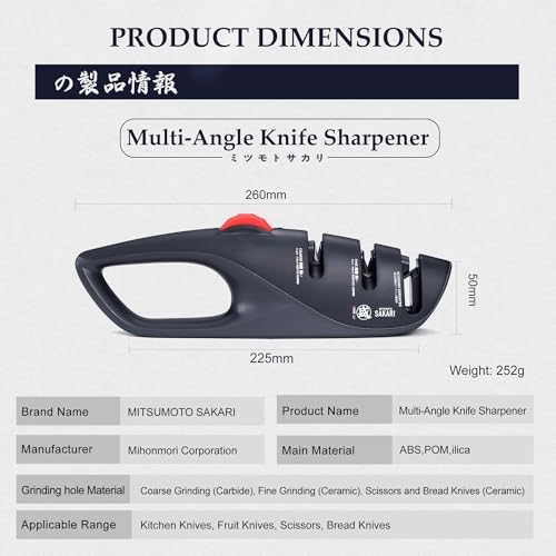 MITSUMOTO SAKARI 3-Stage Adjustable Kitchen Knife Sharpener