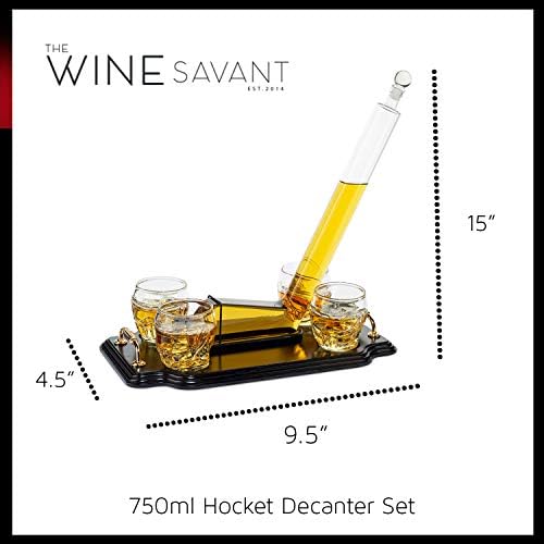 Ice Hockey Whiskey Decanter Set with 4 Unique Helmet Glasses, 750ml Decanter and 8oz Glasses – Perfect for Hockey Fans Gift, Whiskey Lovers, Sports Enthusiasts, Birth, or Holidays by The Wine Savant
