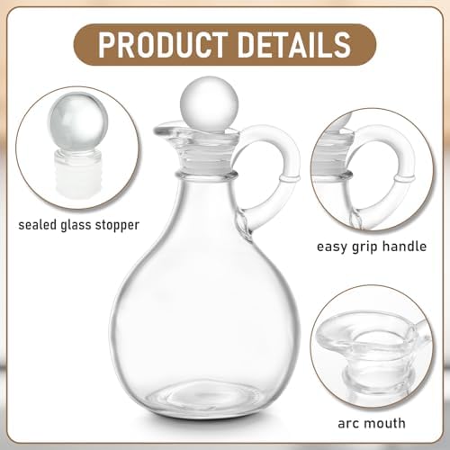 Teenyyou 2 Pcs Oil Vinegar Dispenser Set, 10.5 oz Glass Bottles Kitchen