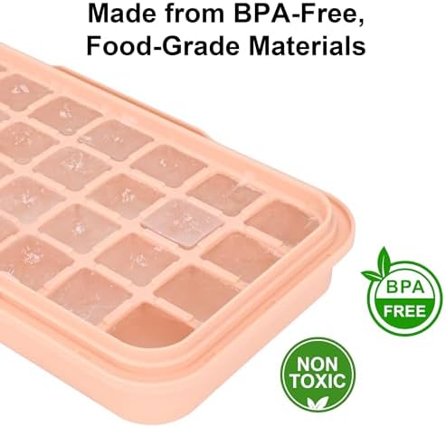 Ice Cube Tray with Lid and Bin, BPA Free Ice Maker for Freezer - 64 Grids Layerable Ice Cube Molds with Scoop & Container - Easy Release Ice Tray for Drinks, Cocktails, Whiskey, Mini Ice Cube Maker