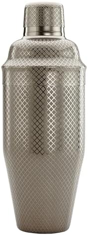 Barfly 3-Piece Diamond Lattice Etch Japanese Cocktail Shaker Set (24 Oz/700ml), Gun Metal Black