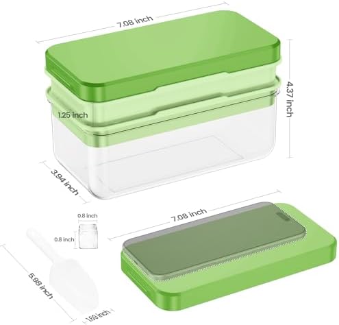 PHINOX Ice Cube Tray with Lid and Bin, Easy Release 56 Cubes for Freezer