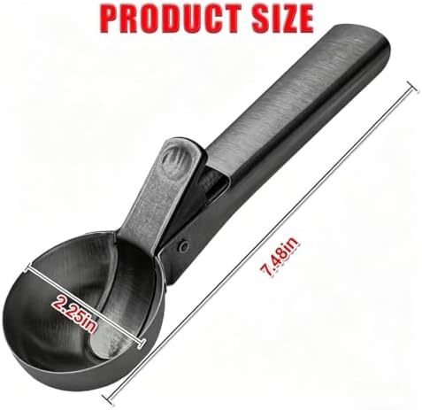 Ice Cream Scoop,Portable Stainless Steel Ice Cream Scoop with Trigger and Comfortable Handle,Dishwasher Safe,DIY Ice Cream,Gelato,Sorbet (Black)