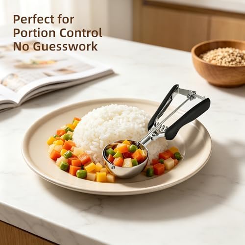 Large Ice Cream Scoop 65MM, Trigger Release Stainless Steel Cookie Scoop, Portion Scoop 2.82 oz/80ml, Commercial Food Disher, for Portion Control, Cookie Dough, Cupcake Batter (5.3 Tablespoon)