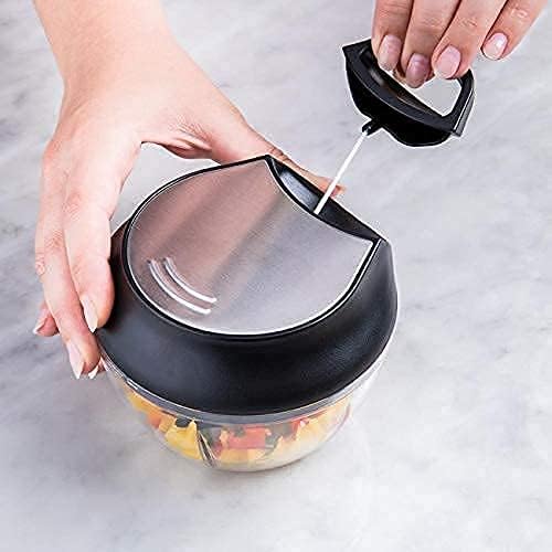 Manual Food Chopper - Onion Chopper Vegetable Cutter - Mini Chopper Nut Meats - Vegetable Dicer - Hand Chopper - Chopper One Piece - Black - 3 Cup